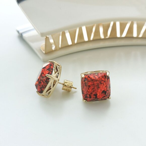 Alicia Bonnie Sugarcube Red Red Glitter Earrings - Picture 3 of 4